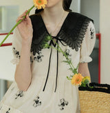 MELLIIY アプリコットオーガンジー刺繍ドレス