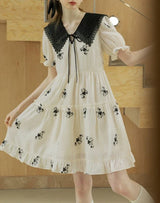 MELLIIY アプリコットオーガンジー刺繍ドレス