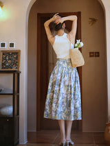 ching's closet  青磁の花模様スカート