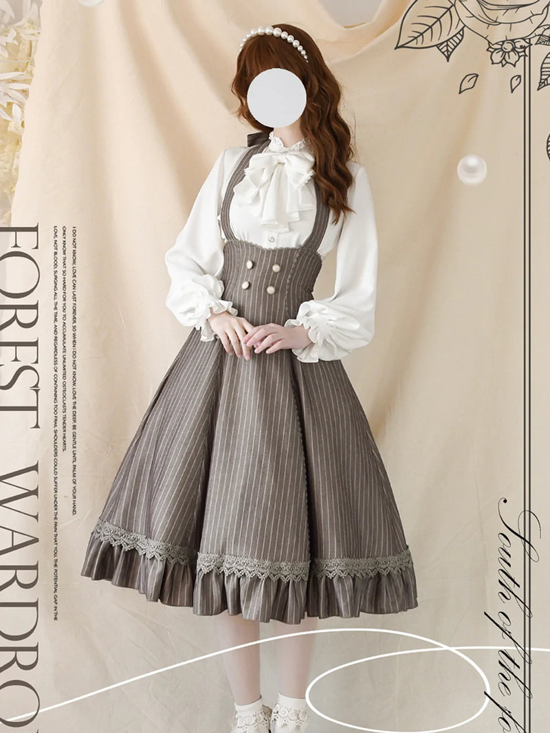 Forest Wardrobe  英国のお嬢様ジャンパースカート／ハイネックリボンブラウス