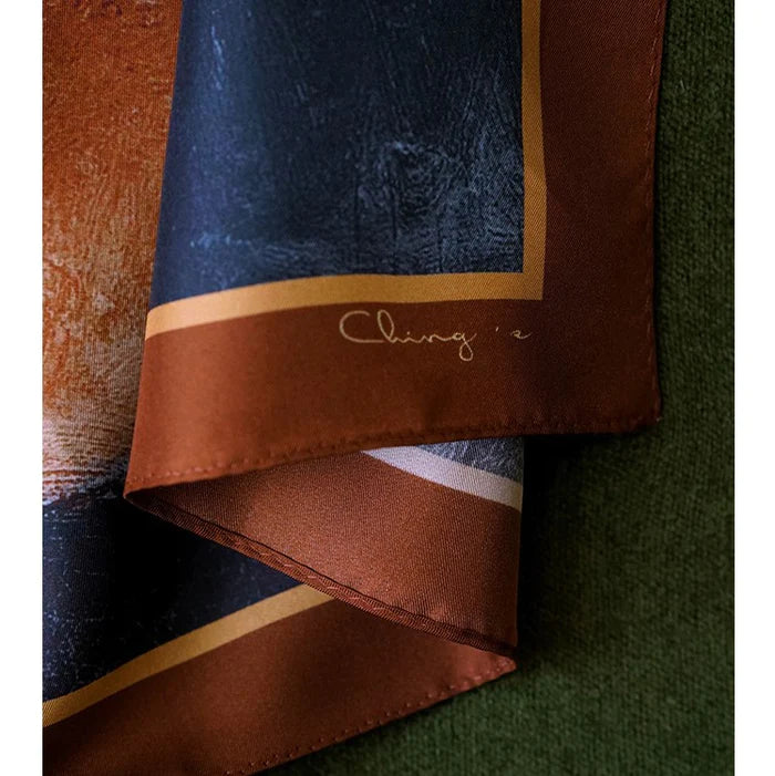 ching's closet  油絵絵柄のシルクスカーフ
