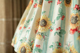 Forest Wardrobe  向日葵の水彩画ジャンパースカート／ハイネックリボンブラウス