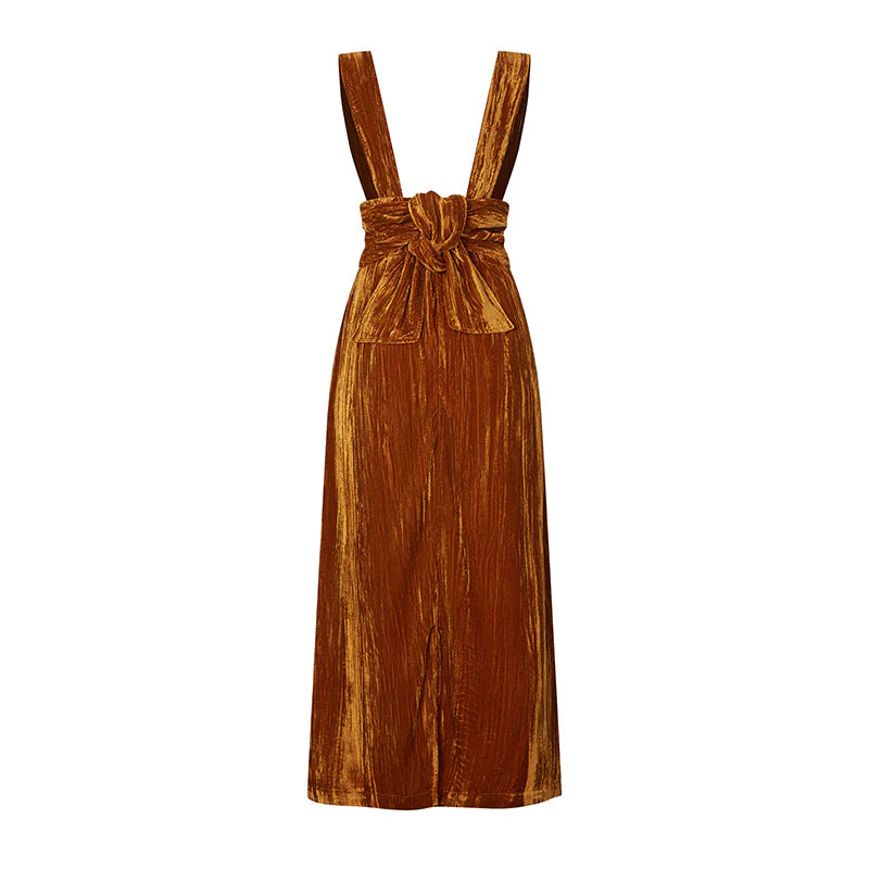 ching's closet  貴族の金棕ベルベットジャンパースカート